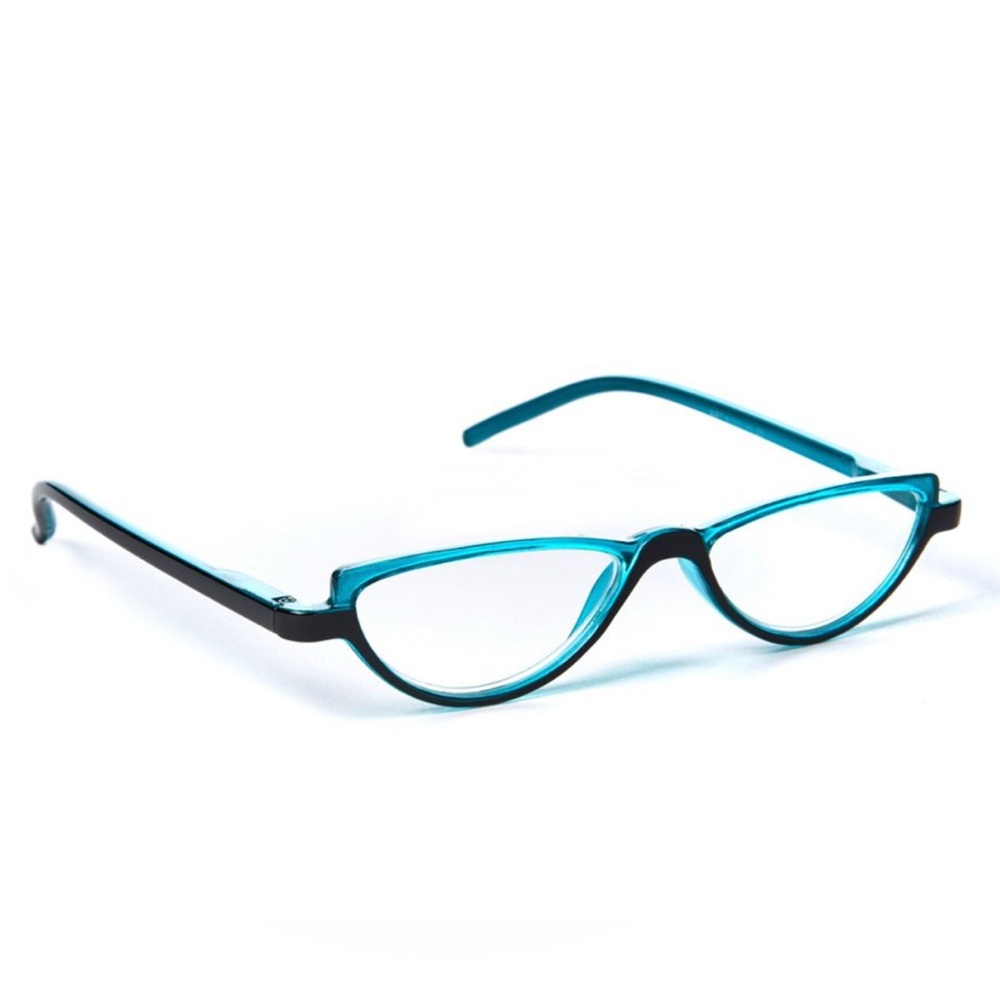 2 Pair Cat-Eye Readers Reading Glasses 2.25 Teal Turquoise Blue Half Rim NWT